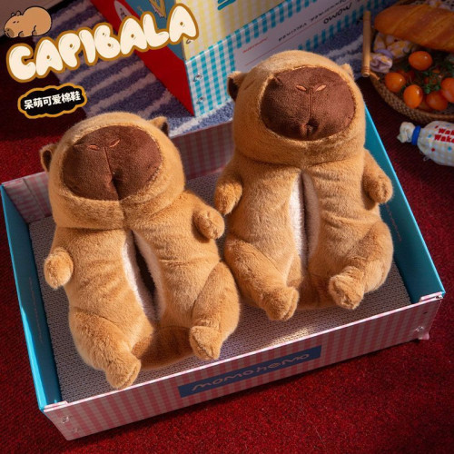 卡皮巴拉棉拖鞋女冬季包跟2025新款情侶室內家居保暖厚底毛絨棉鞋 卡皮巴拉棉拖鞋女冬季包跟2025新款情侶室內家居保暖厚底毛絨棉鞋