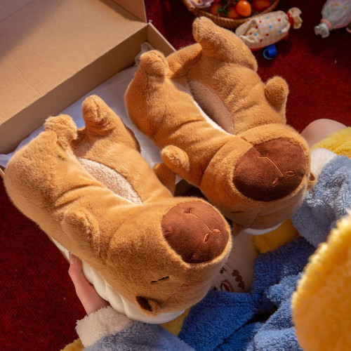 卡皮巴拉棉拖鞋女冬季包跟2025新款情侶室內家居保暖厚底毛絨棉鞋 卡皮巴拉棉拖鞋女冬季包跟2025新款情侶室內家居保暖厚底毛絨棉鞋