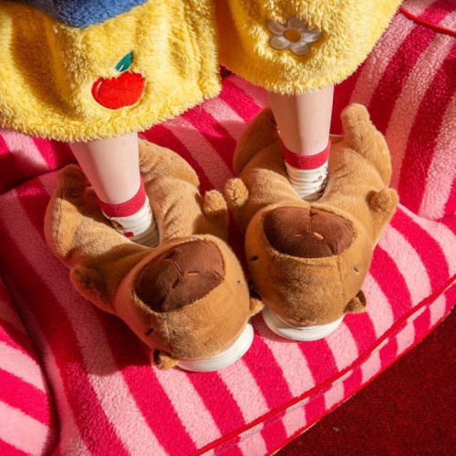 卡皮巴拉棉拖鞋女冬季包跟2025新款情侶室內家居保暖厚底毛絨棉鞋 卡皮巴拉棉拖鞋女冬季包跟2025新款情侶室內家居保暖厚底毛絨棉鞋