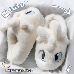 無牙仔棉拖鞋女款2025新款秋冬季室內家居毛絨保暖防滑情侶棉拖男