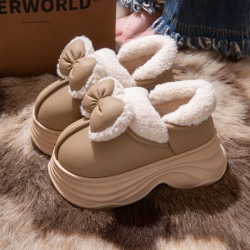 厚底防水棉拖鞋女2025新款冬季室內家居包跟保暖外穿增高加絨棉鞋