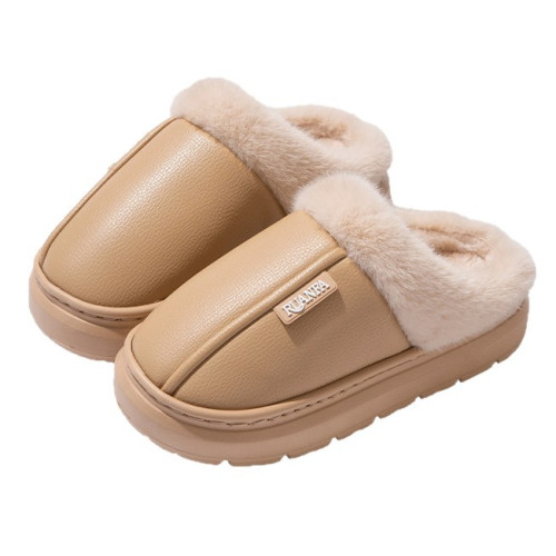 新款皮面防水棉拖鞋男2025秋冬季室內家居保暖加絨情侶厚底毛拖女 新款皮面防水棉拖鞋男2025秋冬季室內家居保暖加絨情侶厚底毛拖女