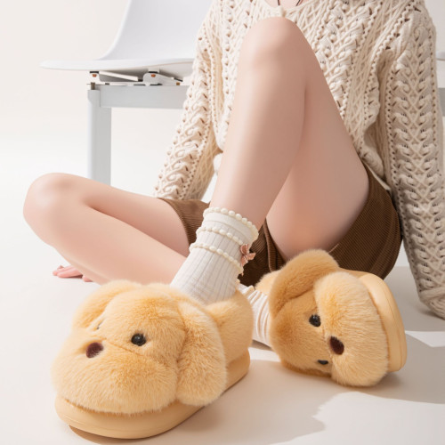 可愛小狗包跟毛絨保暖防滑棉拖鞋冬季居家室內卡通情侶厚底棉鞋 可愛小狗包跟毛絨保暖防滑棉拖鞋冬季居家室內卡通情侶厚底棉鞋