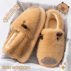 卡皮巴拉棉拖鞋女款秋冬季2025新款室內家居防滑保暖毛絨拖鞋冬女