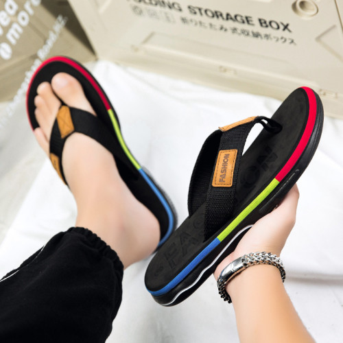 越南男士人字拖平底居家拖鞋時尚外穿按摩人字拖人才休閒拖鞋