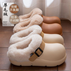 防水棉拖鞋女款冬季外穿厚底2025新款室內家居加絨保暖包跟棉鞋女