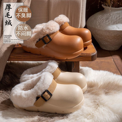 防水棉拖鞋女款冬季外穿厚底2025新款室內家居加絨保暖包跟棉鞋女