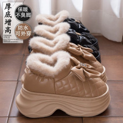 8.0cm厚底增高棉拖鞋女冬季2025新款防水家居加絨保暖棉鞋女外穿