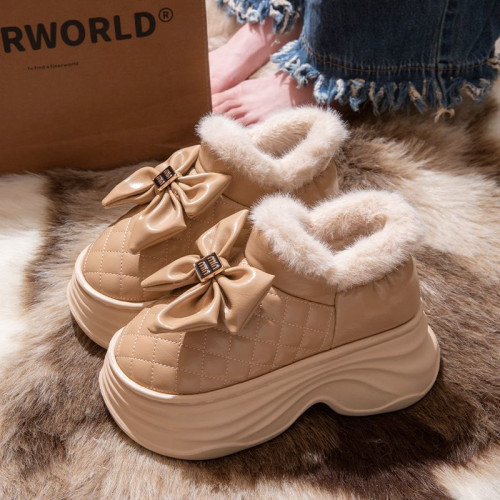 8.0cm厚底增高棉拖鞋女冬季2025新款防水家居加絨保暖棉鞋女外穿