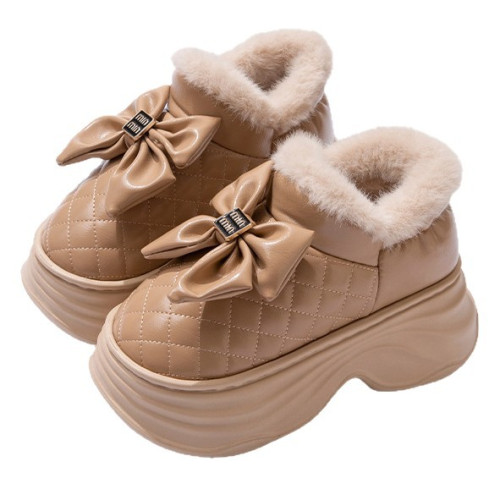 8.0cm厚底增高棉拖鞋女冬季2025新款防水家居加絨保暖棉鞋女外穿