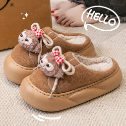 雪莉玫棉拖鞋女款秋冬季2025新款室內家居毛絨保暖厚底防滑棉拖女