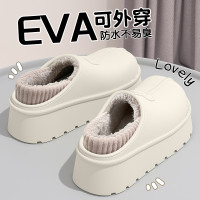 防滑棉拖鞋女款2025新款秋冬季加絨保暖厚底包跟棉拖女士外穿防水