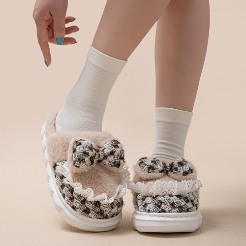 2025優雅新款棉拖鞋女時尚學生厚底加絨保暖秋冬季地板棉拖蝴蝶結 2025優雅新款棉拖鞋女時尚學生厚底加絨保暖秋冬季地板棉拖蝴蝶結