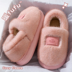 踩屎感棉拖鞋女款秋冬季2025新款家居室內厚底毛絨包跟月子棉鞋女