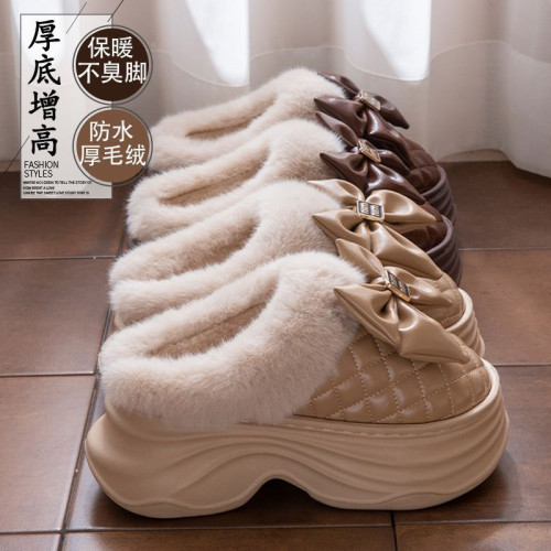 踩屎感棉拖鞋女士防水包跟外穿2025新款時尚網紅厚底增高毛絨棉鞋 踩屎感棉拖鞋女士防水包跟外穿2025新款時尚網紅厚底增高毛絨棉鞋