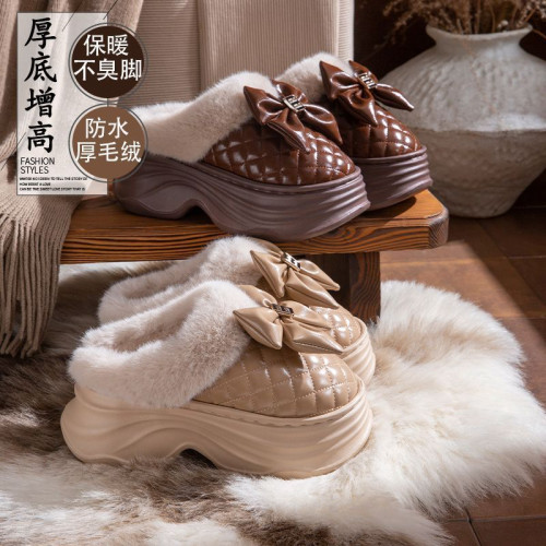 踩屎感棉拖鞋女士防水包跟外穿2025新款時尚網紅厚底增高毛絨棉鞋 踩屎感棉拖鞋女士防水包跟外穿2025新款時尚網紅厚底增高毛絨棉鞋