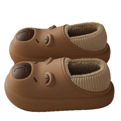 卡皮巴拉防水棉拖鞋女包跟秋冬季2025新款可愛情侶室內防滑棉鞋女 卡皮巴拉防水棉拖鞋女包跟秋冬季2025新款可愛情侶室內防滑棉鞋女