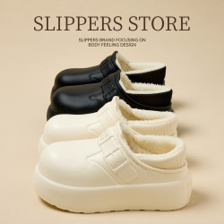 防水棉拖鞋女款室內家居家用耐髒防汙毛絨保暖包跟棉拖女