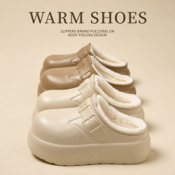 居家棉拖鞋女時尚包頭冬季新款家用室內防滑耐磨厚底棉拖女士