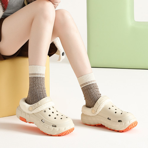 洞洞鞋保暖棉拖鞋男士冬室內家居家用2025新款防滑棉拖女外穿