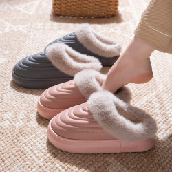 厚絨保暖棉拖鞋男士冬季新款外穿防水情侶室內家居防滑靜音棉拖女