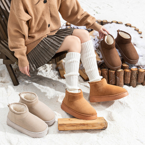 厚底保暖雪地靴冬季加絨厚毛絨棉拖鞋情侶款居家室外防滑棉鞋 厚底保暖雪地靴冬季加絨厚毛絨棉拖鞋情侶款居家室外防滑棉鞋