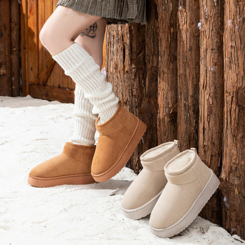 厚底保暖雪地靴冬季加絨厚毛絨棉拖鞋情侶款居家室外防滑棉鞋 厚底保暖雪地靴冬季加絨厚毛絨棉拖鞋情侶款居家室外防滑棉鞋