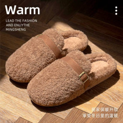 2025毛毛絨拖鞋女新款秋冬季防滑居家保暖棉拖鞋半拖外穿時尚勃肯