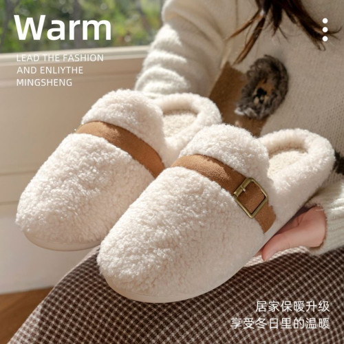 2025毛毛絨拖鞋女新款秋冬季防滑居家保暖棉拖鞋半拖外穿時尚勃肯