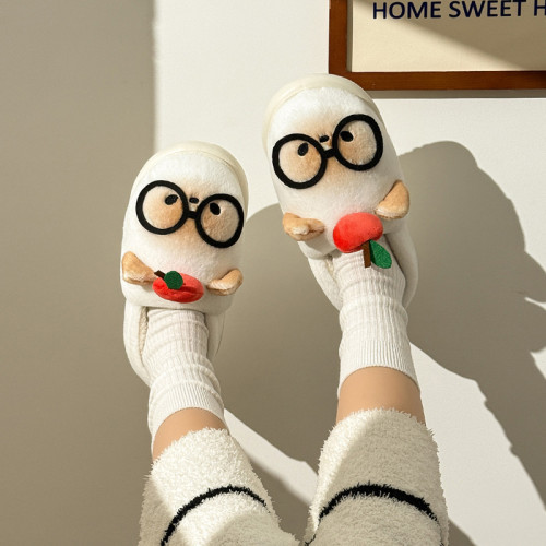 秋冬季棉拖鞋女踩屎感卡通大眼型室內居家保暖加絨厚底情侶棉拖鞋