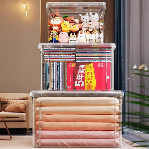 透明收納箱裝書加厚家用衣櫃衣物塑膠桌面收納盒車用直角整理盒箱 透明收納箱裝書加厚家用衣櫃衣物塑膠桌面收納盒車用直角整理盒箱