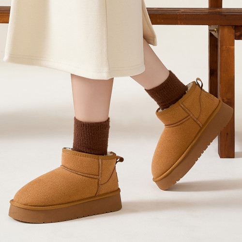 麂皮絨雪地靴女冬季外穿厚底防滑家居厚毛絨保暖包跟棉鞋女款