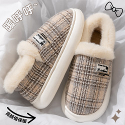 踩屎感棉拖鞋女士冬季2025新款室內家居厚底保暖毛絨包跟月子棉鞋
