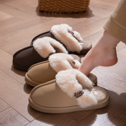 棉拖鞋女秋冬季室內保暖加絨不掉毛情侶居家防滑靜音棉拖鞋男冬天
