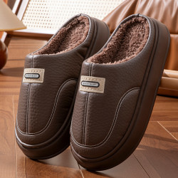 2025冬季新款男士棉拖鞋家居用室內防滑保暖棉鞋加絨厚底大碼