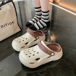 新款夏季eva女士洞洞鞋厚底柔軟舒適可diy家居戶外休閒涼拖鞋