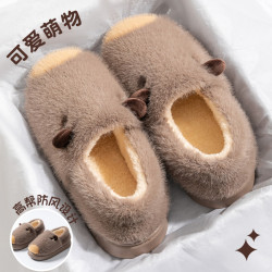 防滑棉拖鞋女款秋冬季2025新款室內家居包跟毛絨保暖厚底棉拖女士