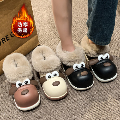 可愛大眼狗棉拖鞋女外穿防滑2025新款保暖厚底增高包頭沙灘涼拖鞋 可愛大眼狗棉拖鞋女外穿防滑2025新款保暖厚底增高包頭沙灘涼拖鞋