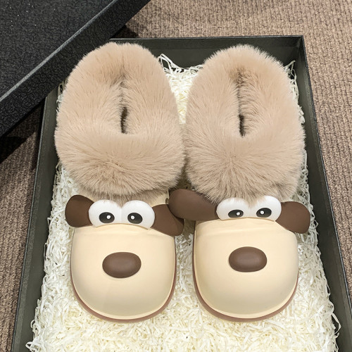 可愛大眼狗棉拖鞋女外穿防滑2025新款保暖厚底增高包頭沙灘涼拖鞋 可愛大眼狗棉拖鞋女外穿防滑2025新款保暖厚底增高包頭沙灘涼拖鞋