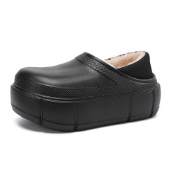 新款加厚純色棉拖鞋男士冬季防水外穿居家防滑保暖純色棉鞋男包跟