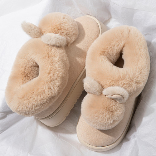 2025包跟雪地靴女士冬季厚底可外穿棉拖鞋加厚保暖毛毛暖絨絨棉鞋