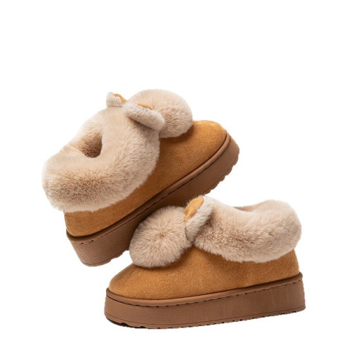 2025包跟雪地靴女士冬季厚底可外穿棉拖鞋加厚保暖毛毛暖絨絨棉鞋