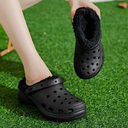 2025秋冬棉拖鞋女加絨增高洞洞鞋外穿厚底冬天外穿保暖防滑棉鞋潮