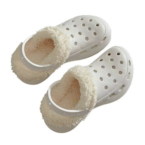 2025秋冬棉拖鞋女加絨增高洞洞鞋外穿厚底冬天外穿保暖防滑棉鞋潮