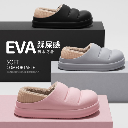 中老年專用防滑棉拖鞋女冬季室內家居防水保暖加絨包跟棉鞋女外穿