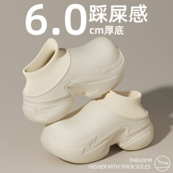 8.0cm厚底增高棉拖鞋女冬季家居室內加絨保暖包跟防水外穿棉鞋女