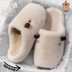 棉拖鞋女士秋冬季2025新款室內居家卡皮巴拉保暖毛毛絨情侶棉拖女