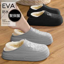 防水棉拖鞋秋冬季男款2025新款室內家居外穿防滑包跟加絨保暖棉鞋