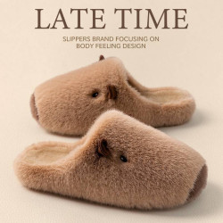 愛莉瑟棉拖鞋女2025新款秋冬季室內家居厚底保暖毛絨卡皮巴拉拖鞋