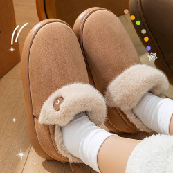 棉拖鞋女款冬季2025新款室內家居防滑保暖厚底包跟毛毛絨棉鞋外穿